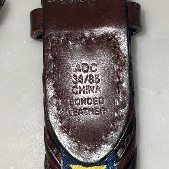 Nautica Braided Men’s Genuine Leather Belt Brown Silver Tone 34 & Black Studded - Picture 8 of 15